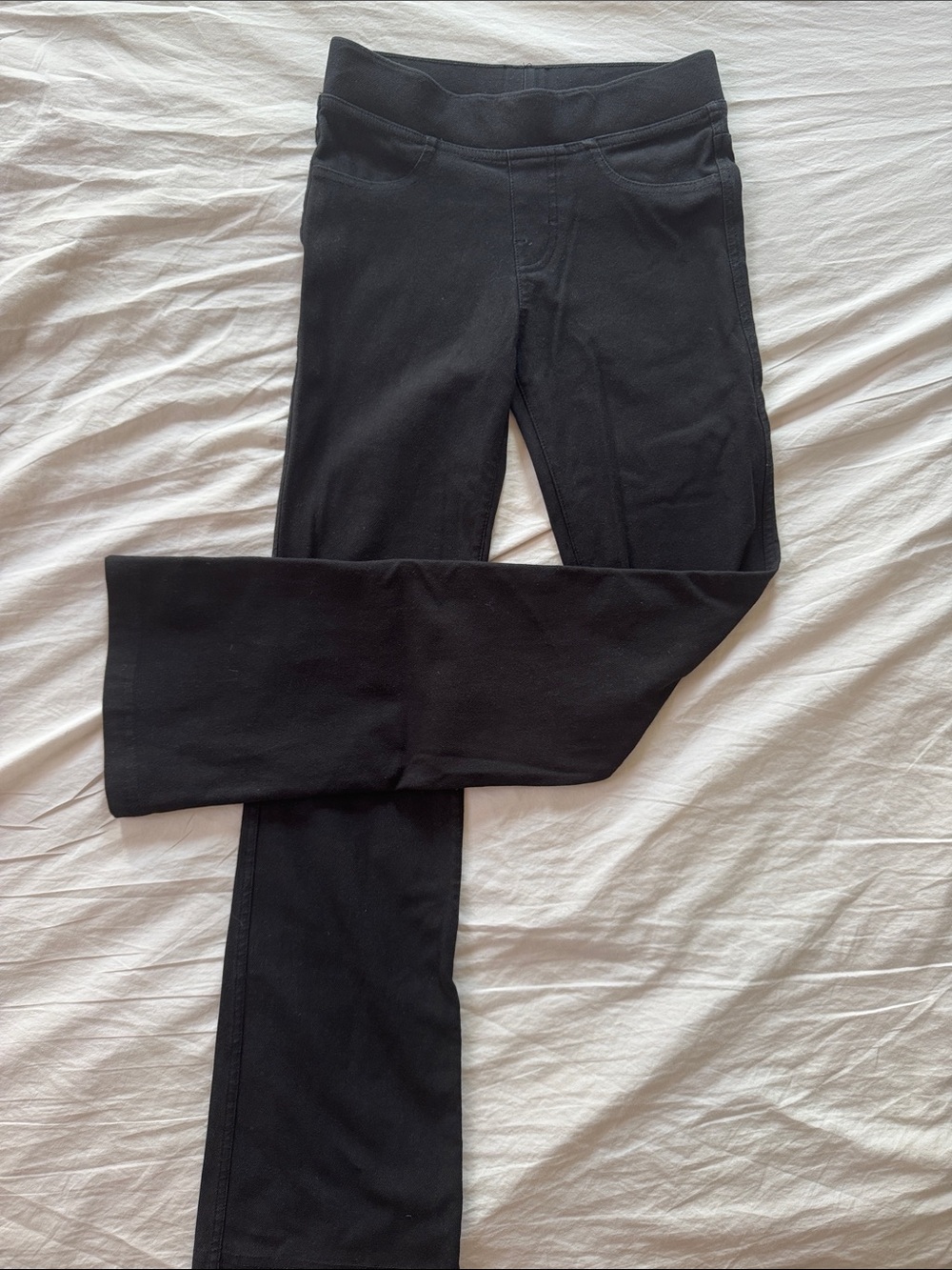Girls' stretch black flare jeggings 9/10
